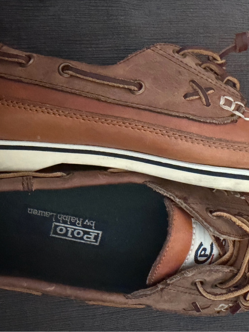 Polo by Ralph Lauren Men's Tan/Brown Leather Boat Shoes EXTREMELY RARE … - Picture 6 of 6
